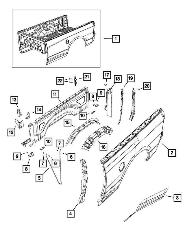 68365021AB - Body Sheet Metal Except Doors: Box Side Outer Panel, Left for Mopar Image