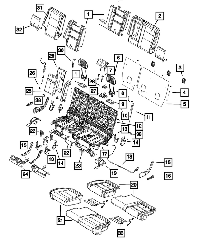 68086221AB - Interior Trim: Seat Back Foam, Left for Mopar Image
