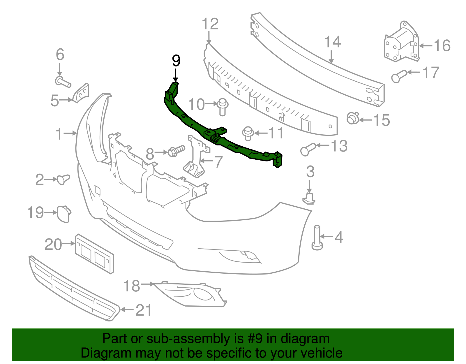 2016-2018 Nissan Altima Upper Stiffener 62240-9HS0A | Parts