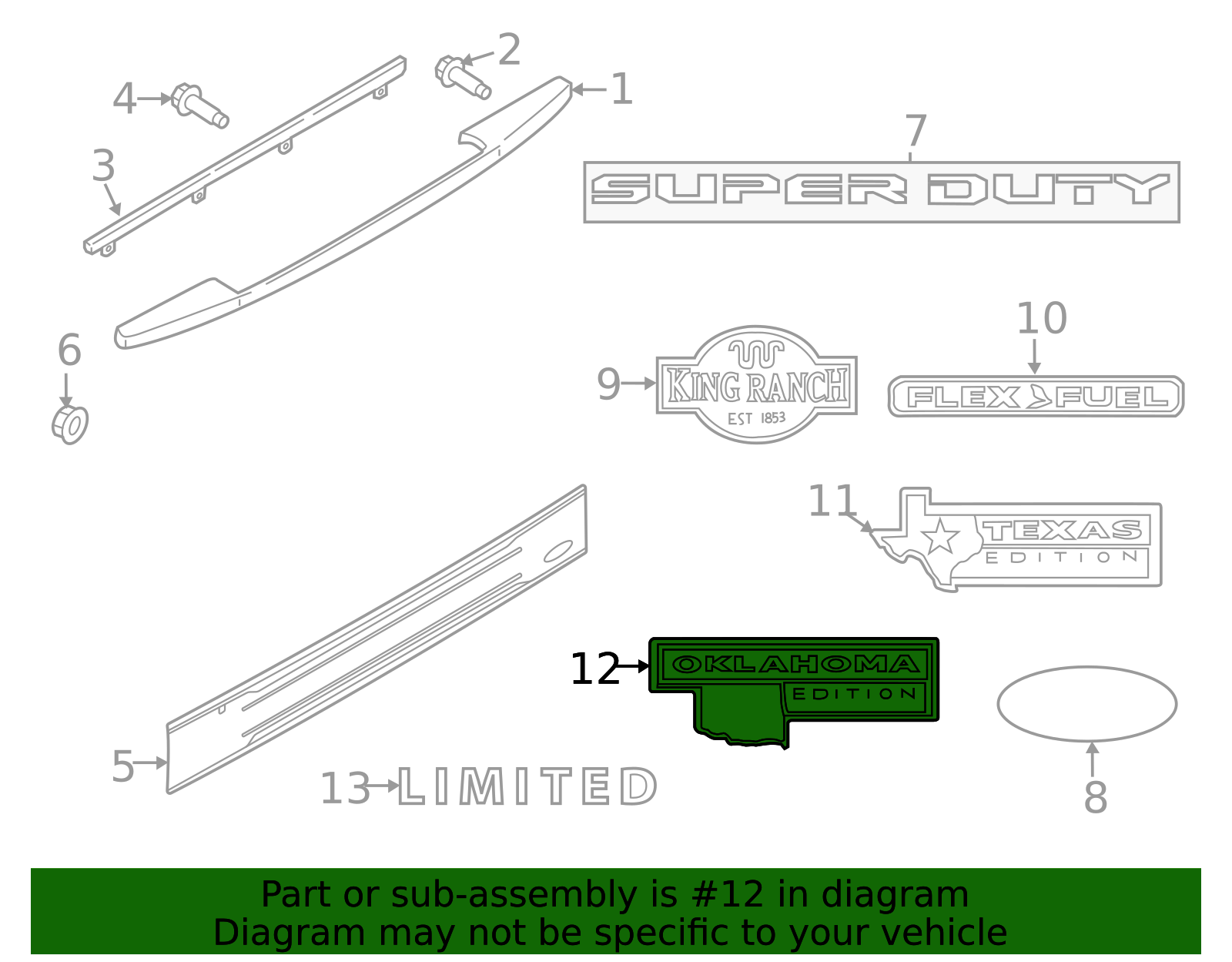 2018-2022 Ford Tailgate Badge - Superduty Lettering - Chrome