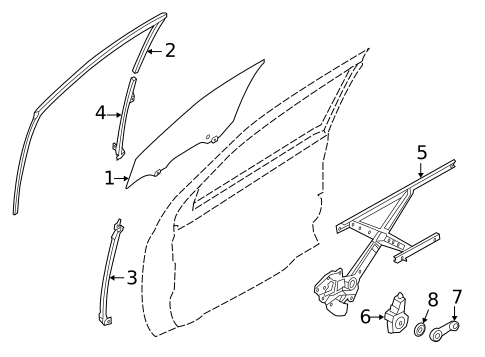 Glass - Front Door for 2019 Nissan Versa #0