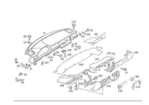 Instrument Panel & Body Parts Used for Co-Driver Airbag for 1989 Mercedes-Benz 260E #1