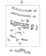 68031074AB - Body Sheet Metal Except Doors: Plenum Panel for Dodge: Durango | Jeep: Grand Cherokee, Grand Cherokee WK Image