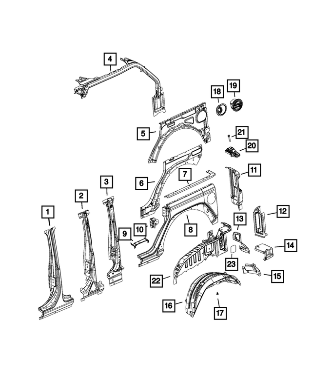 68728711AA - Body Sheet Metal Except Doors: Sport Bar Side Bar, Left for Mopar Image