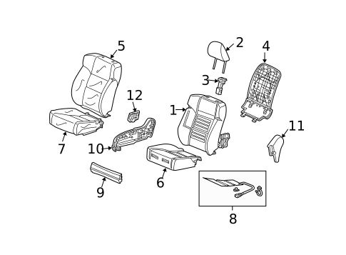 Front Seat Components for 2014 Acura TSX #1