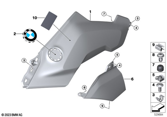 46637921960 - Frame and Mounting Parts: Side Trim Panel Right - Rohteil/blank for BMW-Motorrad Image