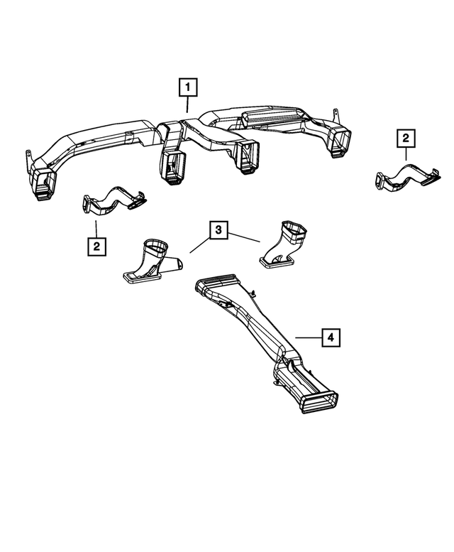 68084830AA - Air Conditioners and Heaters: Center Distribution Duct for Mopar Image image