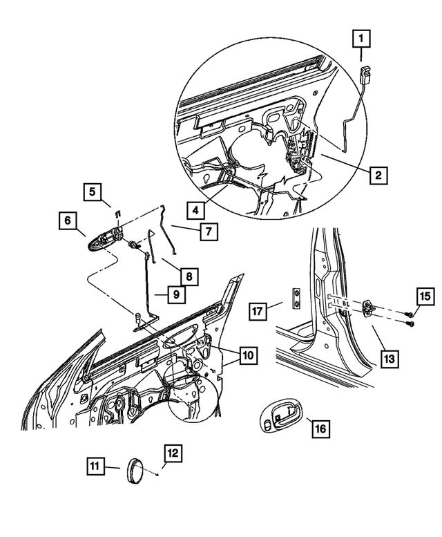QN09WL8AE - Doors and Related Parts: Door Latch Knob And Link, Left for Mopar Image