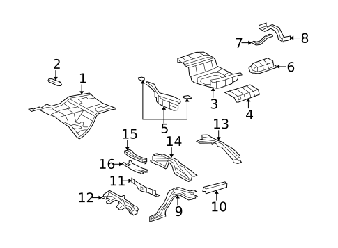 Rear Floor & Rails for 2012 Lexus LS460 #0