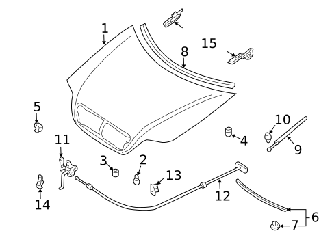 Hood & Components for 2005 Kia Sedona #0