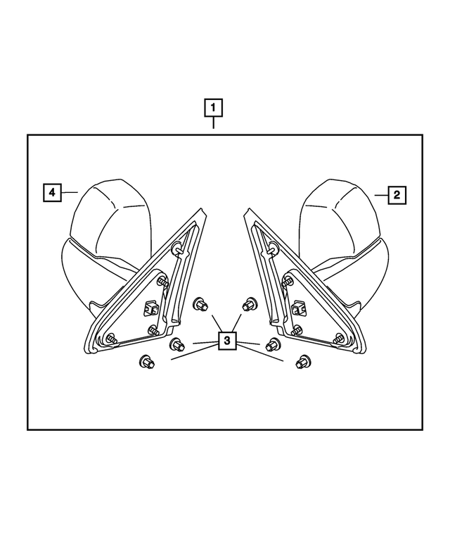 55077492AK - Mopar Accessories - Component Parts: Outside Rearview Mirror, Right for Mopar Image