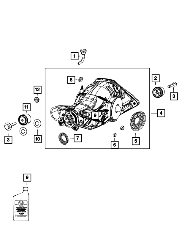 4578871AA - Rear Axle; 225 MM; Differential and Drive Line: Rear Differential Mount Snubber for Mopar Image