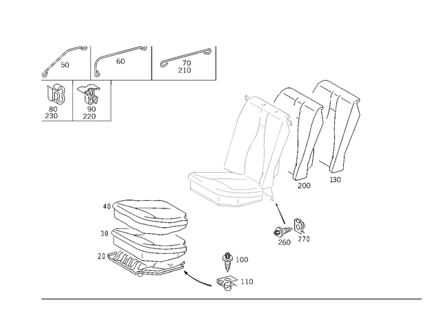 2209205750 - Rear Seat Bench: Padding for Mercedes-Benz Image image