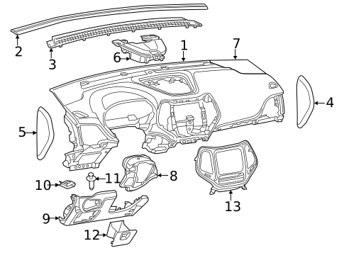 Instrument Panel Components for 2015 Jeep Cherokee #0