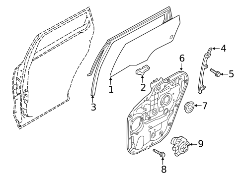 Glass - Rear Door for 2023 Kia Telluride #0