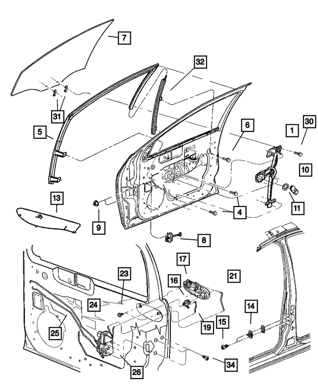 5008039AI - Doors and Related Parts: Front Door Window Regulator, Left for Mopar Image
