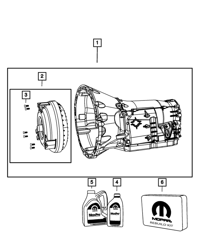 R8147484AG - NAG1; W5A580; 5-Speed; Automatic Transmission: With Torque Converter Transmission Kit, Remanufactured for Mopar Image