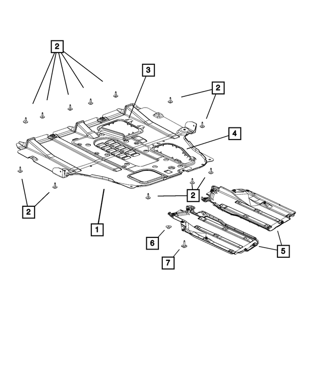 68082726AE - Body Sheet Metal Except Doors: Floor Pan Shield, Right for Mopar Image