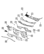 68058045AB - Body Sheet Metal Except Doors: Cowl Plenum Lower Panel for Chrysler: 300 | Dodge: Challenger, Charger, Magnum Image