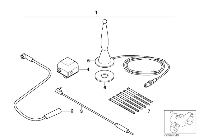 61131367599 - Audio, Navigation, Information Systems: Cable Tie - L=200Mm/B=3.6mm for BMW-Motorrad Image