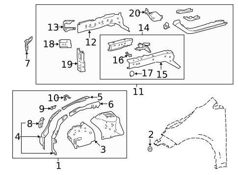 Structural Components & Rails for 2020 Toyota Corolla #0