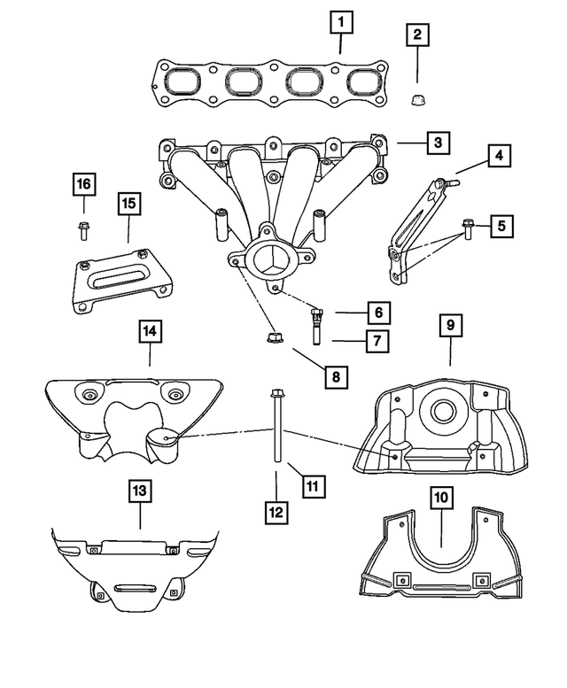 4693350AC - Engine 2.0L Four Cylinder: Exhaust Manifold Bracket, Support for Mopar Image