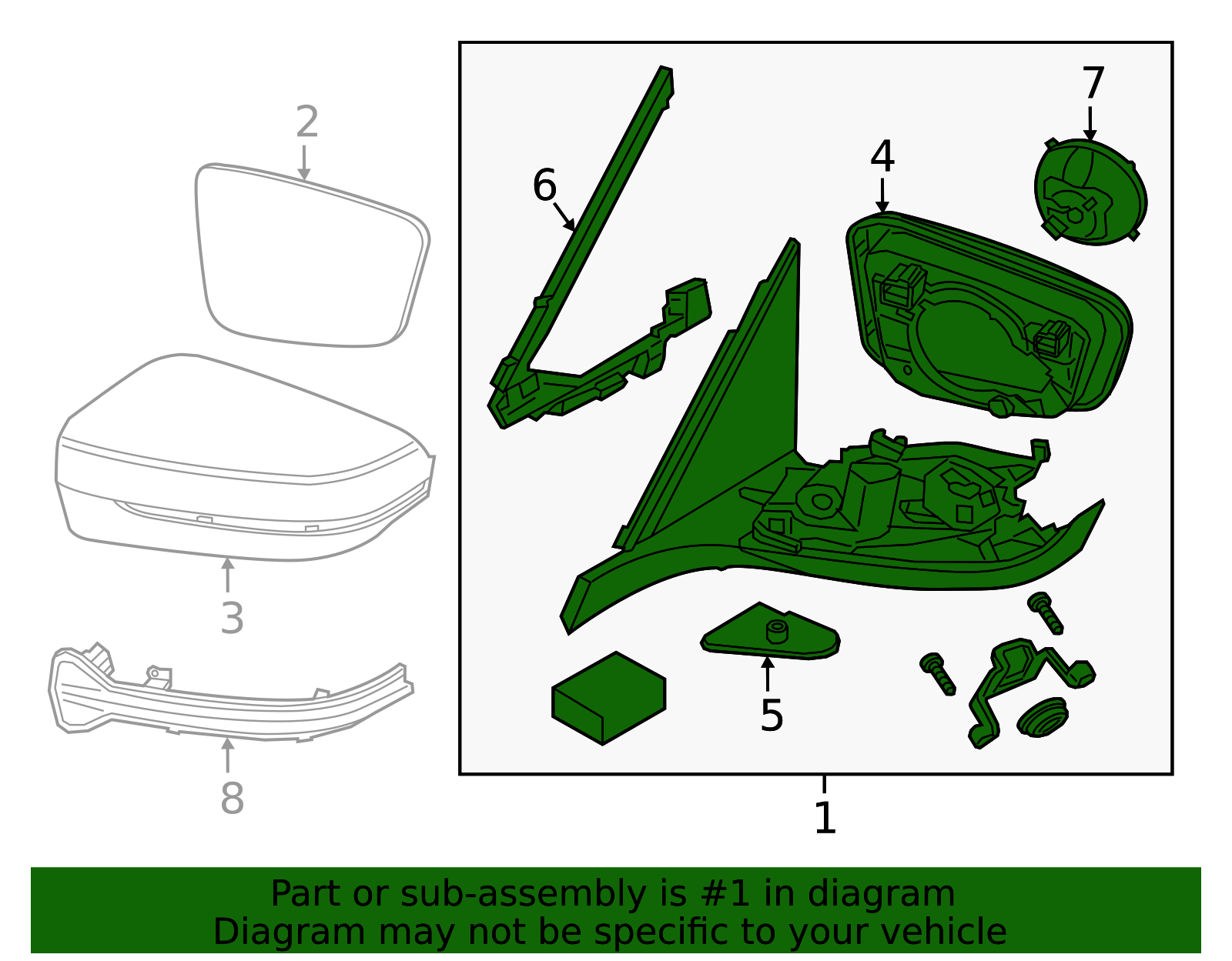 thumbnail image 2 of Black Right Passenger Side Mirror With Turn Signal – Fits BMW X1 2016-2021 – Complete Assembly 2 of 4