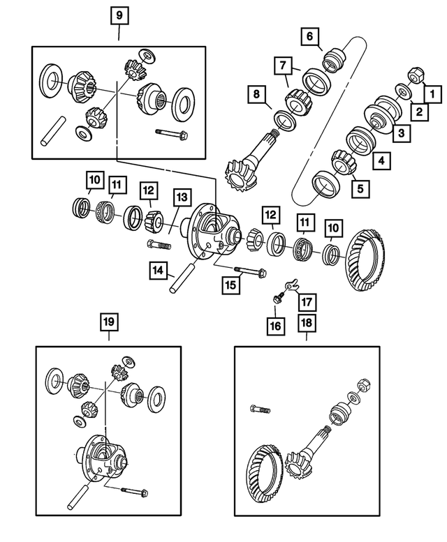68214643AA - Front Axle; American Axle 235 MM Single Rear Wheel; Differential and Drive Line: Pinion Flange for Mopar Image image