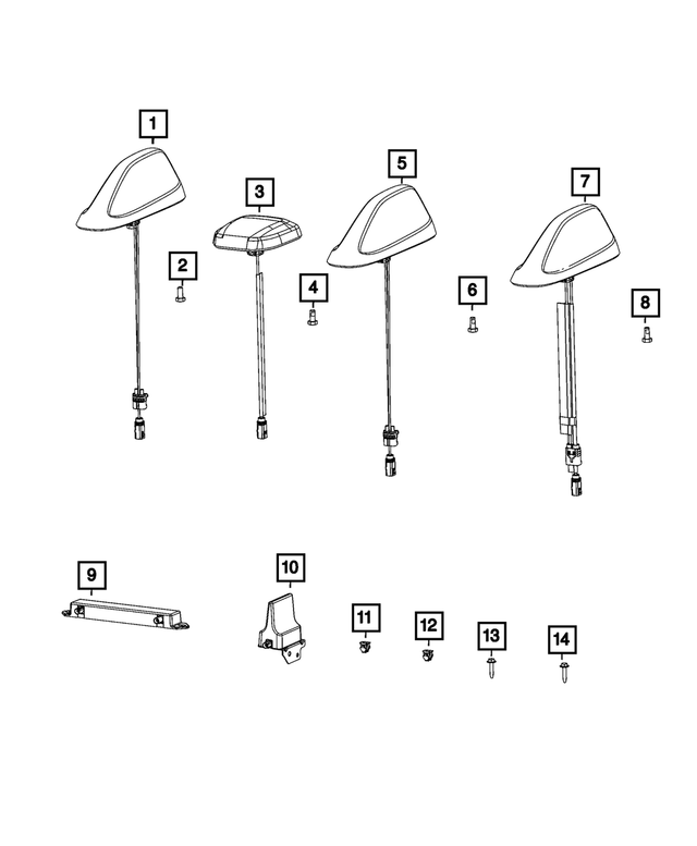 68615196AA - : Cable &amp; Base Assembly Antenna for Mopar Image