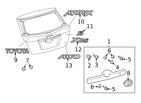 Exterior Trim - Lift Gate for 2009 Toyota Matrix #0