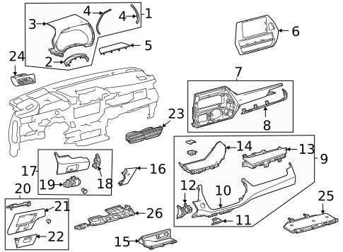 Instrument Panel Components for 2023 Toyota Highlander #0