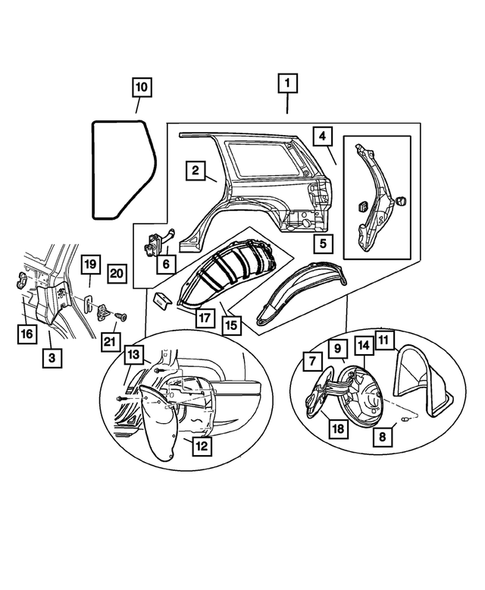 Quarter Panel and Pillars for 2002 Jeep Grand Cherokee #0