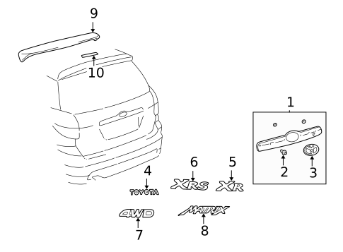 Exterior Trim - Lift Gate for 2003 Toyota Matrix #0