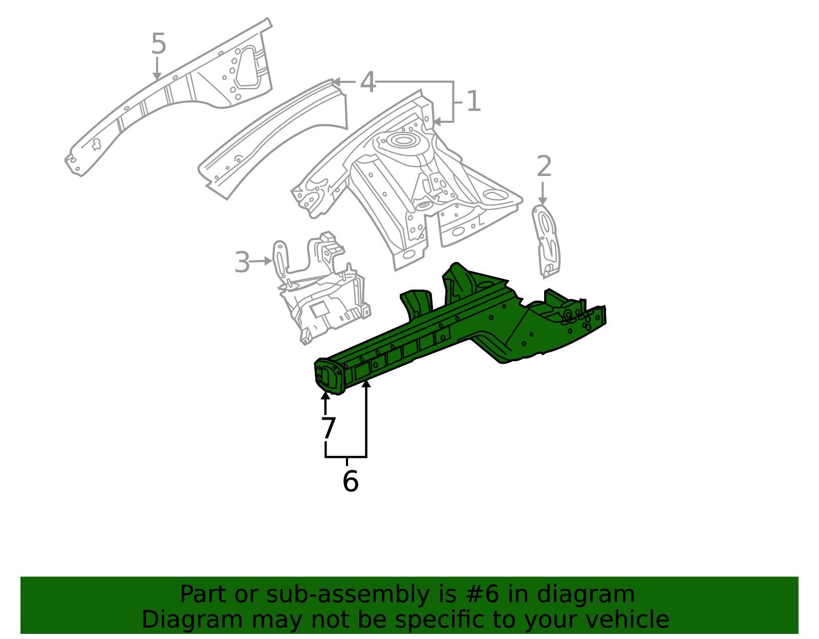 2008-2013 GM Driver Side Front Fender Rail with Rivets 92194474 GM ...