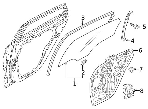 Glass - Rear Door for 2017 Hyundai Sonata #0