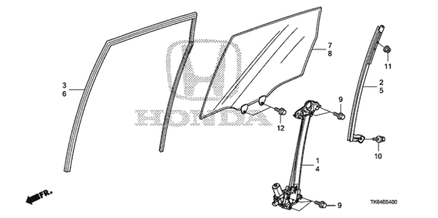Rear Door Glass - Regulator for 2012 Honda Fit #0