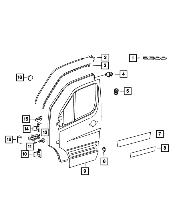 68005103AA - Doors, Door Mirrors and Related Parts: Door Seal, Right Door for Mopar Image