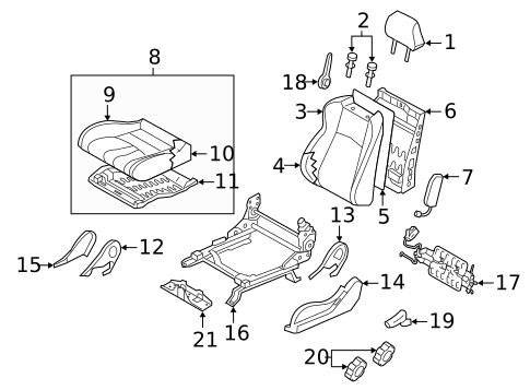 Driver Seat Components for 2017 Nissan 370Z #1
