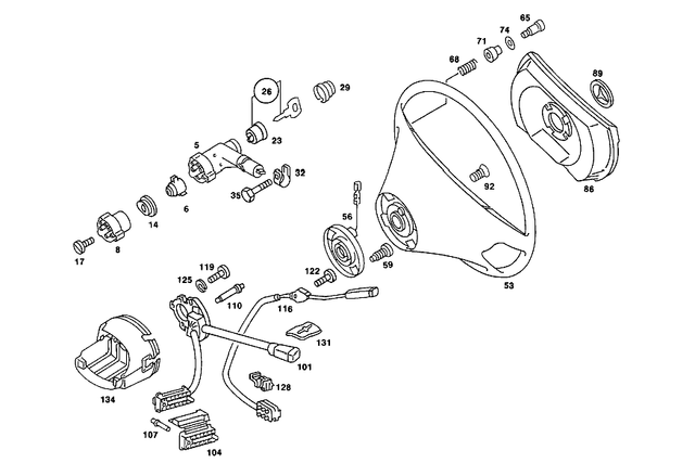 1244622130 - Steering: Steering Wheel Lock for Mercedes-Benz: 190, 190D, 190E, 200, 200D, 300CE, 300D, 300E, 300TD, 300TE Image image