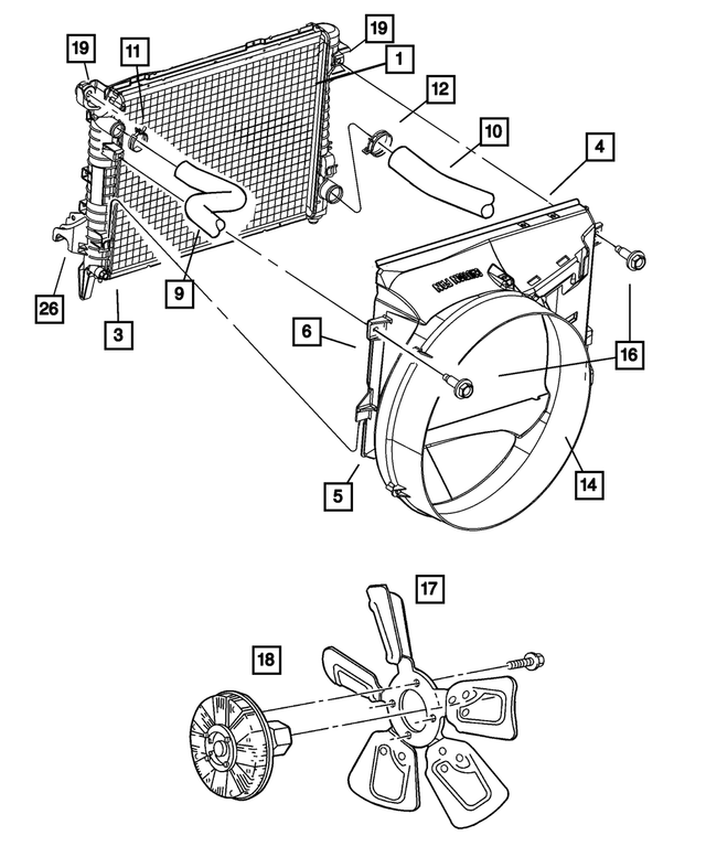 55056682AB - Cooling: Engine Cooling Radiator for Mopar Image