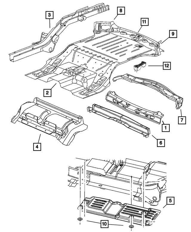 55396783AA - Body Sheet Metal Except Doors: Side Member Gusset, Left for Mopar Image