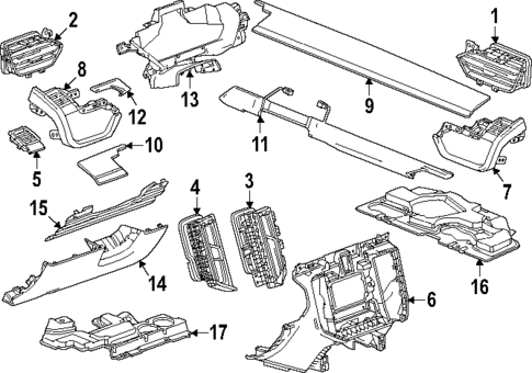 Instrument Panel Components for 2025 GMC Acadia #0