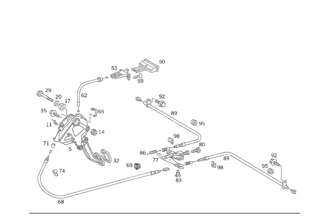 2024200284 - Brakes: Parking Brake for Mercedes-Benz: 200, 200D, 260E, 280E, 300CE, 300D, 300E, 300SD, 300SL, 300TD, 300TE, 400E, 400SE, 400SEL, 500E, 500SEC, 500SEL, 500SL, 600SEL, 600SL, C220, S420 Image image