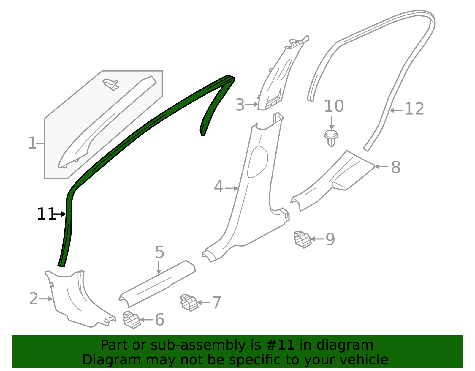 2012-2013 Nissan Versa Door Seal 76922-3BA3A | TascaParts.com