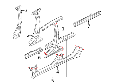 Center Pillar & Rocker for 2012 Mitsubishi Lancer #0