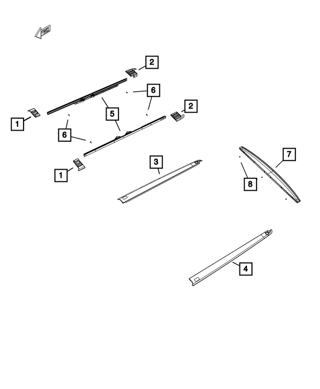 68027117AD - Body Sheet Metal Except Doors: Rail Cap, Left for Mopar Image