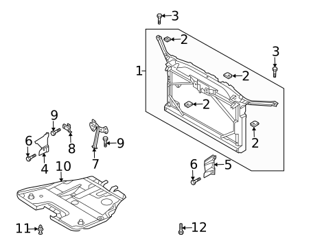 Radiator Support for 2008 Mazda 6 #0