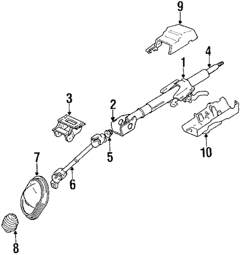 Steering Column & Wheel for 1990 Mitsubishi Galant #0