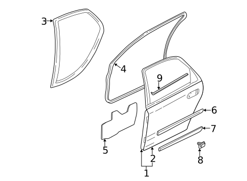 Exterior Trim - Rear Door for 2004 Volvo S60 #0