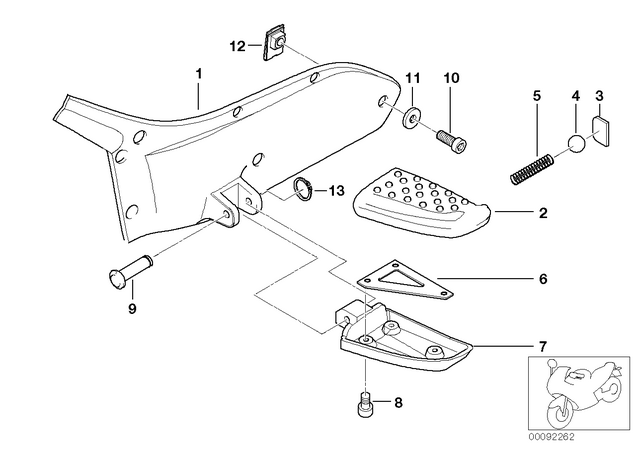46717682409 - : Footrest, Rear Left for BMW-Motorrad Image
